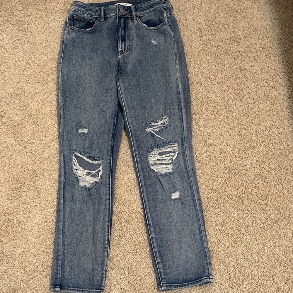 PacSun Ripped Straight Leg Blue Jeans